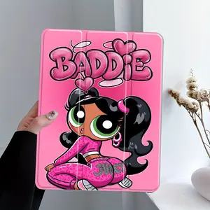 Sexy Anime Girl Style iPad Protective Case, Tablet Casing, Pink Leopard Print Protective Cover Auto Wake/sleep,Anti-Drop Scratch-Resistant,Transparent Acrylic Back,Fits iPad 7.9/8.3/10.2/10.5/10.9/11/12.9 13 inch,Shock-resistant Full Cover Protective Case