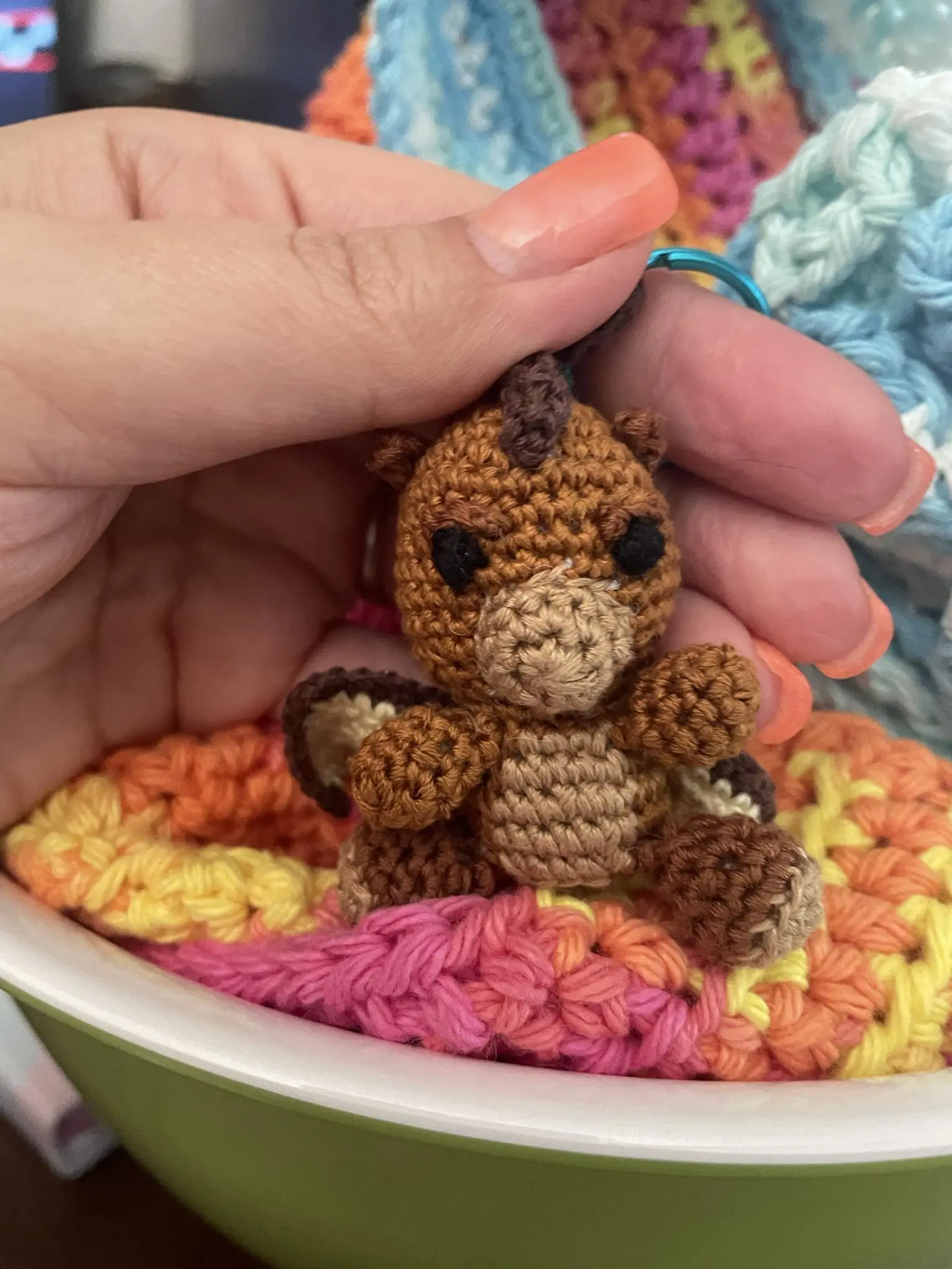 Amigurumi Tiny Brown Baby Crocheted Dragon Keychain