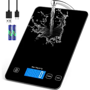 Food Scale, 33lb/15kg Digital Kitchen Scale Weight in Grams and Ounces for Cooking Baking, 1g/0.1oz Precise Graduation, Batteries and Type-C Charging, Tare Function, LCD Display, Black