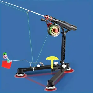Multifunctional Automatic Fishing Rod Holder with Signal Flag Bell Portable Spring Stand Hands-Free Viewing for Raft Ice Fishing Stable Triangular Base Strong Magnetic Chucks