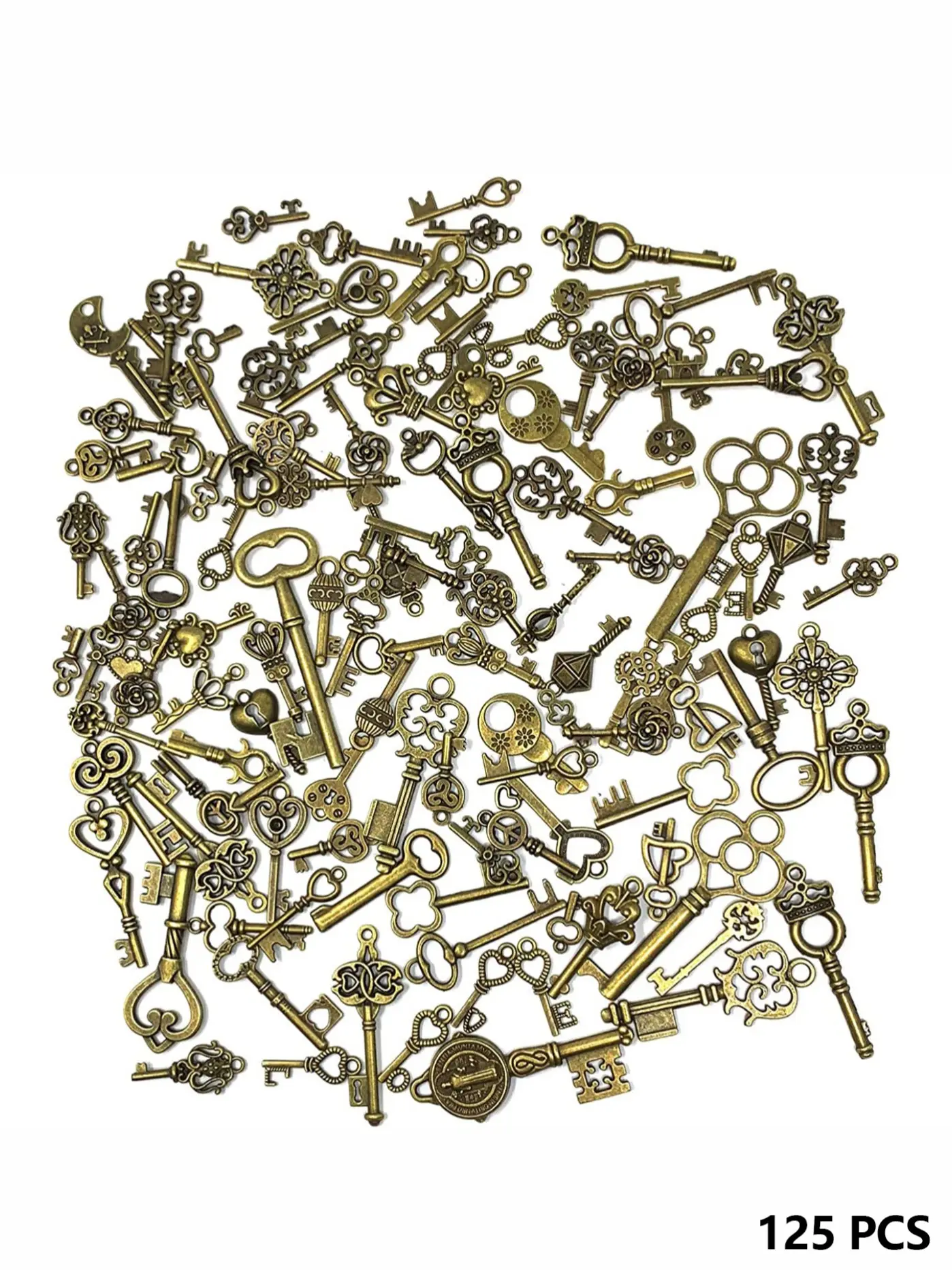 125 Piece Vintage Keychain Set, Antique Keys, Mixed Antique Style Bronze Material, DIY Jewelry Making, DIY Jewelry Decoration & Wedding Party Favors, Vintage Appeal, Vintage Charm, Generous Quantity