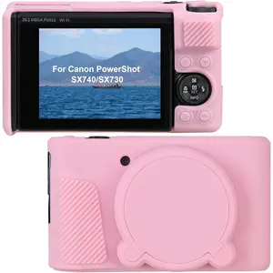 Cover for  PowerShot SX740 / SX730 Point and Shoot Digital Camera, SX740 Soft  Protective Case with Detachable Lens Cover, Pink