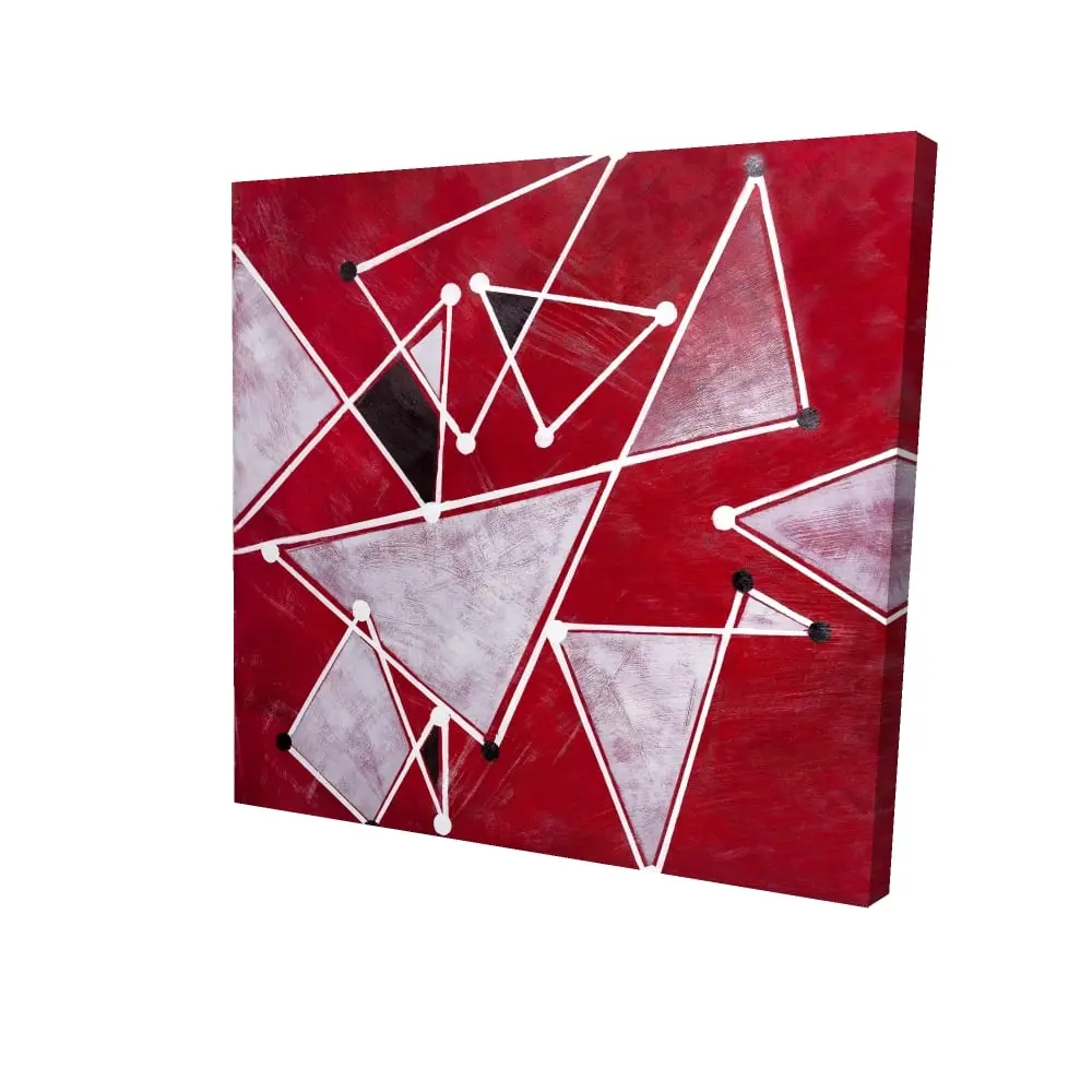 Begin Home Decor 2080-2424-AB16 24 x 24 in. White Triangles on Red Canvas - Abstract Home Decor Art
