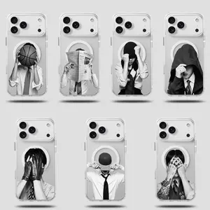 Retro-Style Phone Case — "We Are Back" Magnetic Protective Cover. Featuring a vintage black-and-white aesthetic and artistic boy band design, this K-Pop concert-themed merchandise is crafted exclusively for ARMY. (Compatible with iPhone 11 through 17