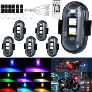 RGB LED Aircraft Anti-Collision Lights for Car, Motorcycle, Bike & Drone - Remote Control Strobe Light, Multifunctional Free Design