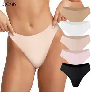 OEAK 3PCS Camel Toe Cover Thongs for Women G-String Seamless Solid Color Comfortable Underwear Womenswear Everyday Panties