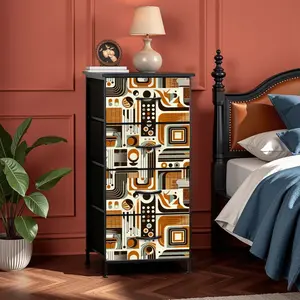 Bauhaus Designed Light Brown Golden Yellow, Retro 4-Drawer Dresser