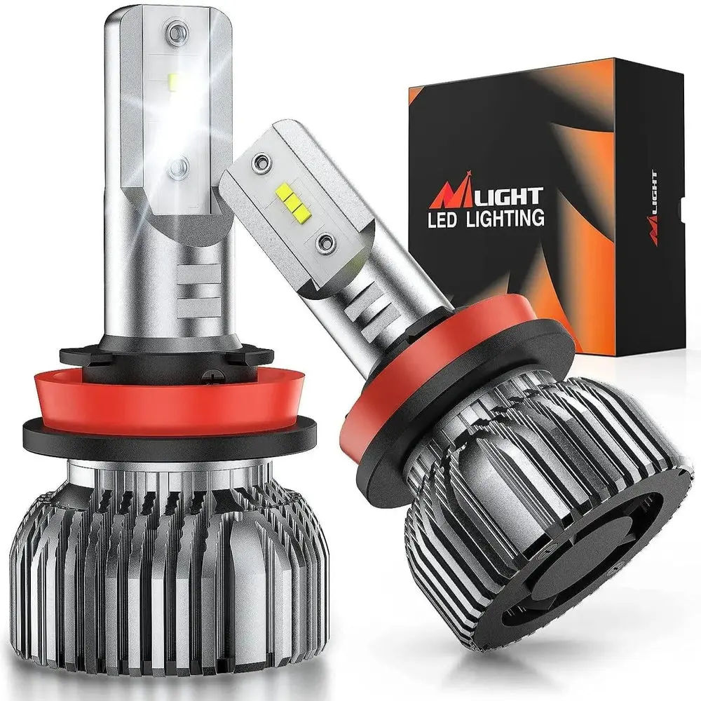 Nilight H11 LED Headlight Bulbs, 350% Brighter, 50W 10000lm Headlamp Bulbs, Mini Size, H9 High Beam, H11 Low Beam, H11/H9/H8/H16 Fog Light, 6000K Cool White, Pack of 2, H11 Led Headlights, 10000 Lumen Headlights