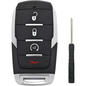Key Fob Cover Replacement Fits for 2019-2024 Dodge Ram 1500 Keyless Entry Key Fob Case Shell 4 Buttons OHT-4882056