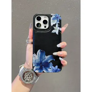 Flower-Print Wallet-Style TPU Faux Leather Smartphone Case, Handheld Cover with Multi-Functional Card & Coin Holder, Protective Phone Accessory, Compatible with iPhone/Galaxy Devices, Ideal Gift, Accessories