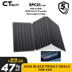 Black Friday Deal CTOLITY SPC21 21W Foldable Solar Power Charger for Outdoor Camping Portable Solar Battery Charger 6V Waterproof High Efficiency Solar Panel