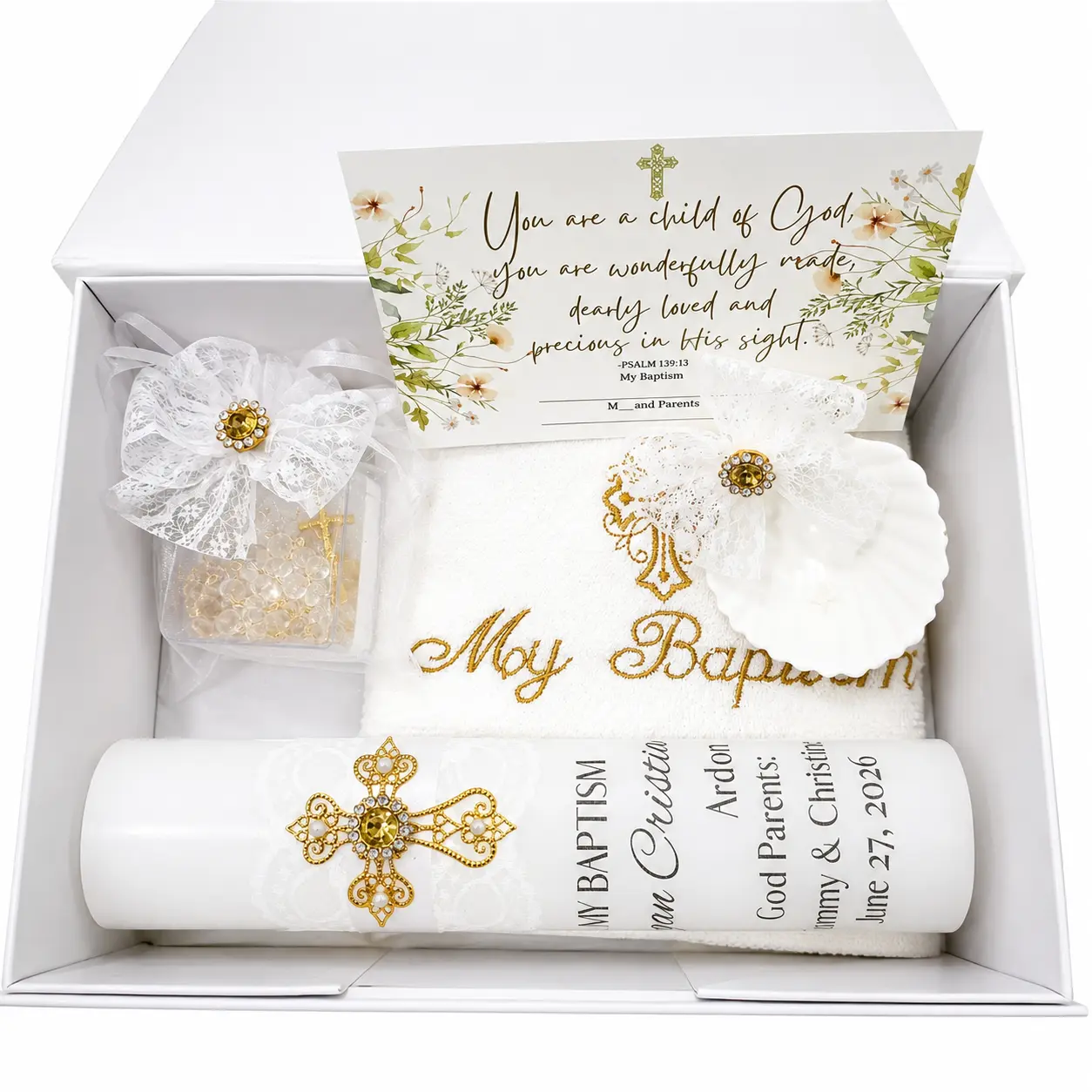 catholic baptism candle set