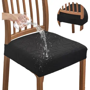 Dining Chair Covers Set of 4, Waterproof Stretch Jacquard Removable and Washable Chair Covers, Protector Chair Cushion Kitchen Dining Home Slipcovers(4 Pack)