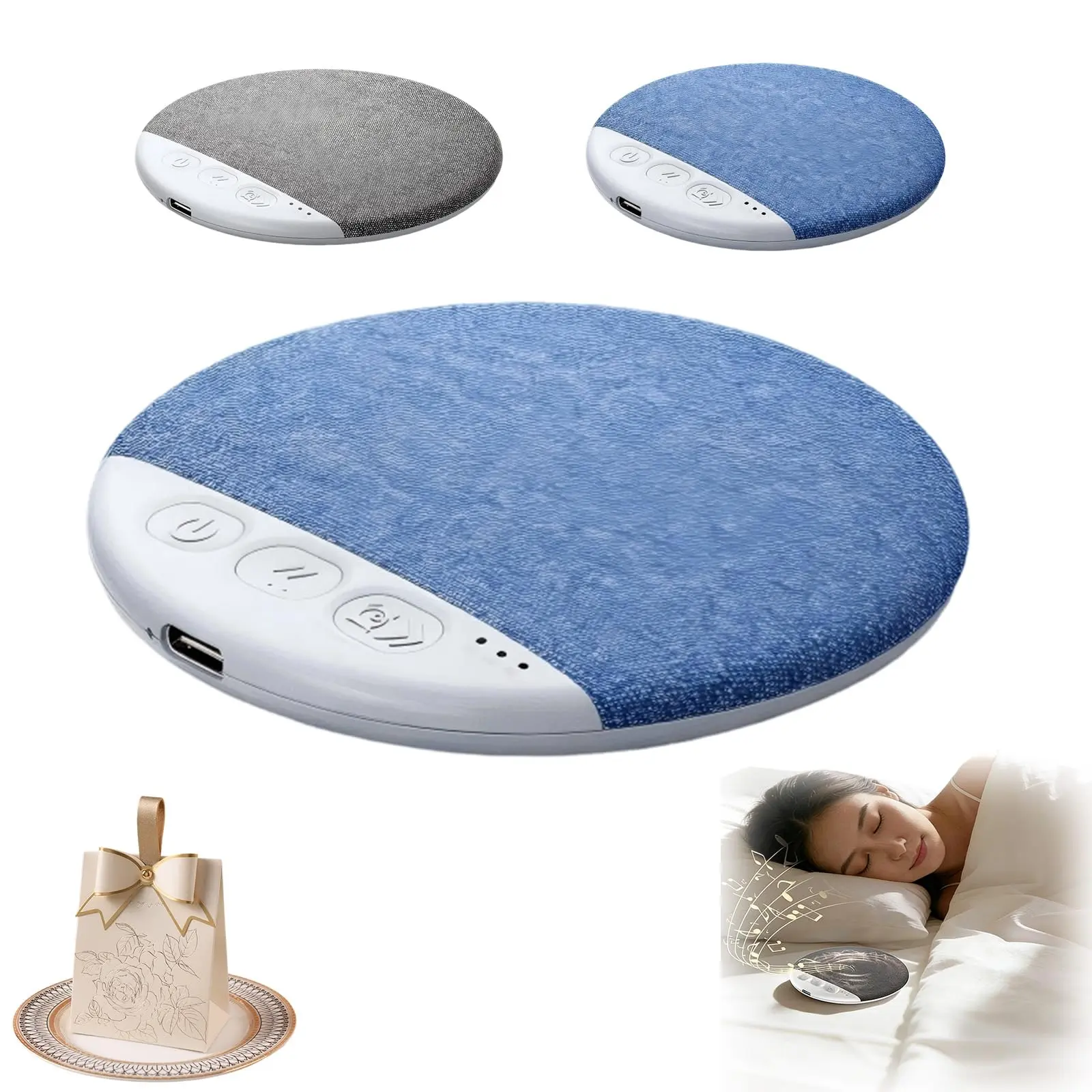 Under Pillow Speaker for Sleeping – Mini Bone Conduction Bluetooth Sleep Aid with Stereo Bass, White Noise, Volume Control, TF Card Support, and Auto-Off Function for Deep Sleep