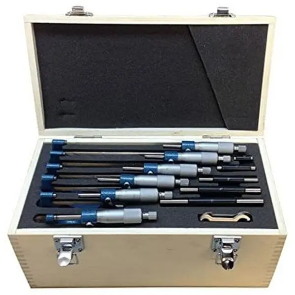 iGaging Digital Counter Outside Micrometer 0-3" Set - Painted Steel Frame, 0.0001" Graduation, Carbide Components, Heat Shield, ±0.0002" Accuracy, Digital Display for Automotive & Motorcycle Repair