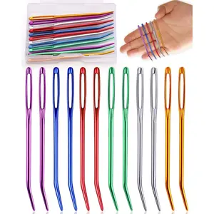 12 Pcs Yarn Darning Tapestry Needles 6 Colors Large Eyes Blunt Yarn Needles Large Eye Sewing Darning Crochet Needle for Yarn Crocheting Weaving with Stitch Markers Storage Box