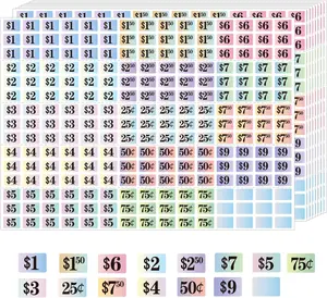 Garage Sale Stickers 4050 Pcs 1/2" X 3/4" Yard Sale Price Stickers Rectangle Preprinted Price Labels Flea Market Pre-Printed Pricing Stickers Gradient Rectangle Small Price