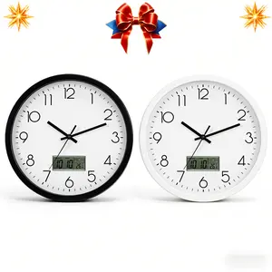 Ultra-Quiet 12" Wall Clock with Date, Month, Day & Temperature Display - Perfect for Living Room, Bedroom, Office, or Classroom Decor, Silent Indoor Clock|Minimalist Wall Clock|Large Clear Display, Christmas Decor