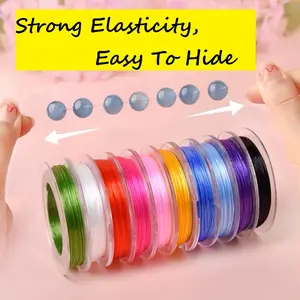 0.8mm 10-Roll Pack Strong Elasticity Cord 10m for Crystal Beads Bracelets Jewelry Making DIY Craft Easy to Hide Apricot Color Option Not Easy to Break Adjustable Transparent Wire Diy Beading Accessories