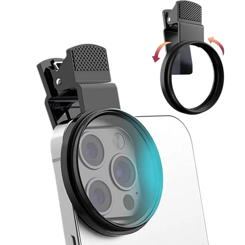 Portable 52MM Circular Polarizer (CPL) Camera Lens Clip Kit - Alloy+Glass Anti-Glare Filter, Compact & Lightweight Easy-to-Carry Plug-and-Play Accessory for iPhone 16/15/14/13, Universal Fit for Cell Phones & Professional Cameras, Camping Hiking Companion