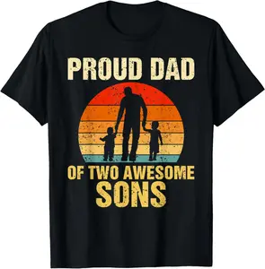 Proud Dad Of Two Awesome Sons Dad of 2 Two Boys Best Father T-Shirt