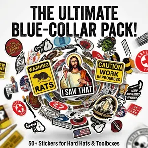 50-Pack Prank Safety Hat Stickers Set, Funny Waterproof Stickers for Workers, Ideal for Helmets and Toolboxes, Daily Decorations, Sticker Collage Pack