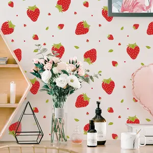 A set of four creative strawberry fruit wall stickers for background wall, room decoration, self-adhesive wholesale wall decals, Decorative wall sticker (MS4096-ZC)