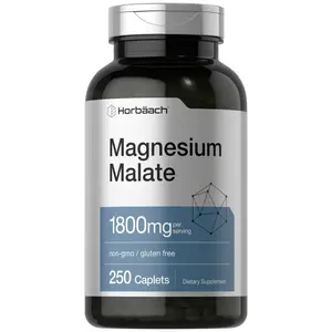 Horbäach Magnesium Malate 1800mg | 250 Coated Caplets | Vegetarian, Non-GMO, Gluten Free Supplement