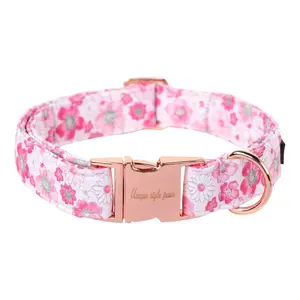 Unique Style Paws Summer Pink Dog Collar with Flower Pattern – Comfortable & Breathable for Dogs and Cats