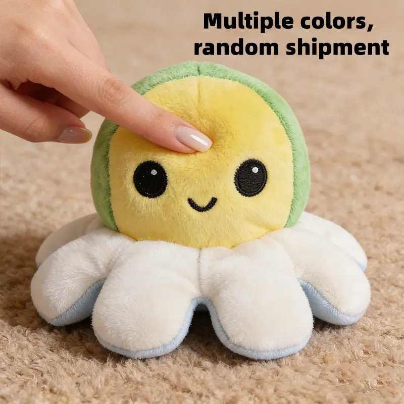 Soft Plush Octopus Animal Character Stuffed Toy - Polyester Cute Toy, Toddler-Safe Huggable Collectible Gift for 3-4 Years Kids with Random Color Surprise