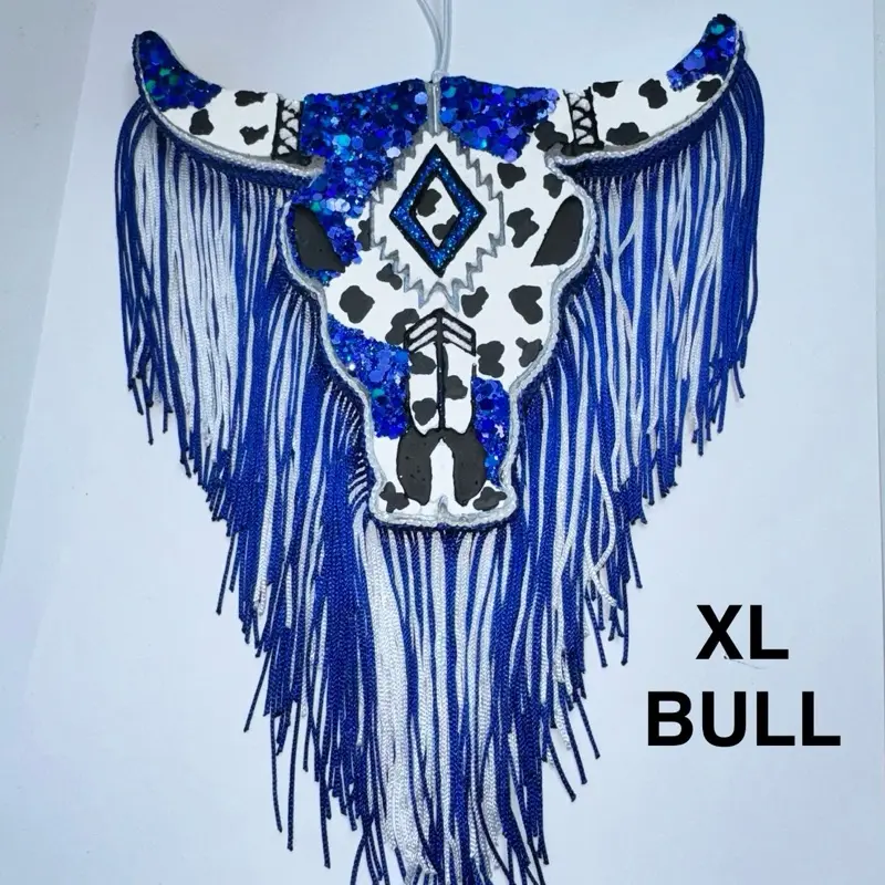 XL OG Aztec Bull Glitter & Cow Print Custom Scented Car Freshener Freshie Extra Large 6" x 6"+freshies