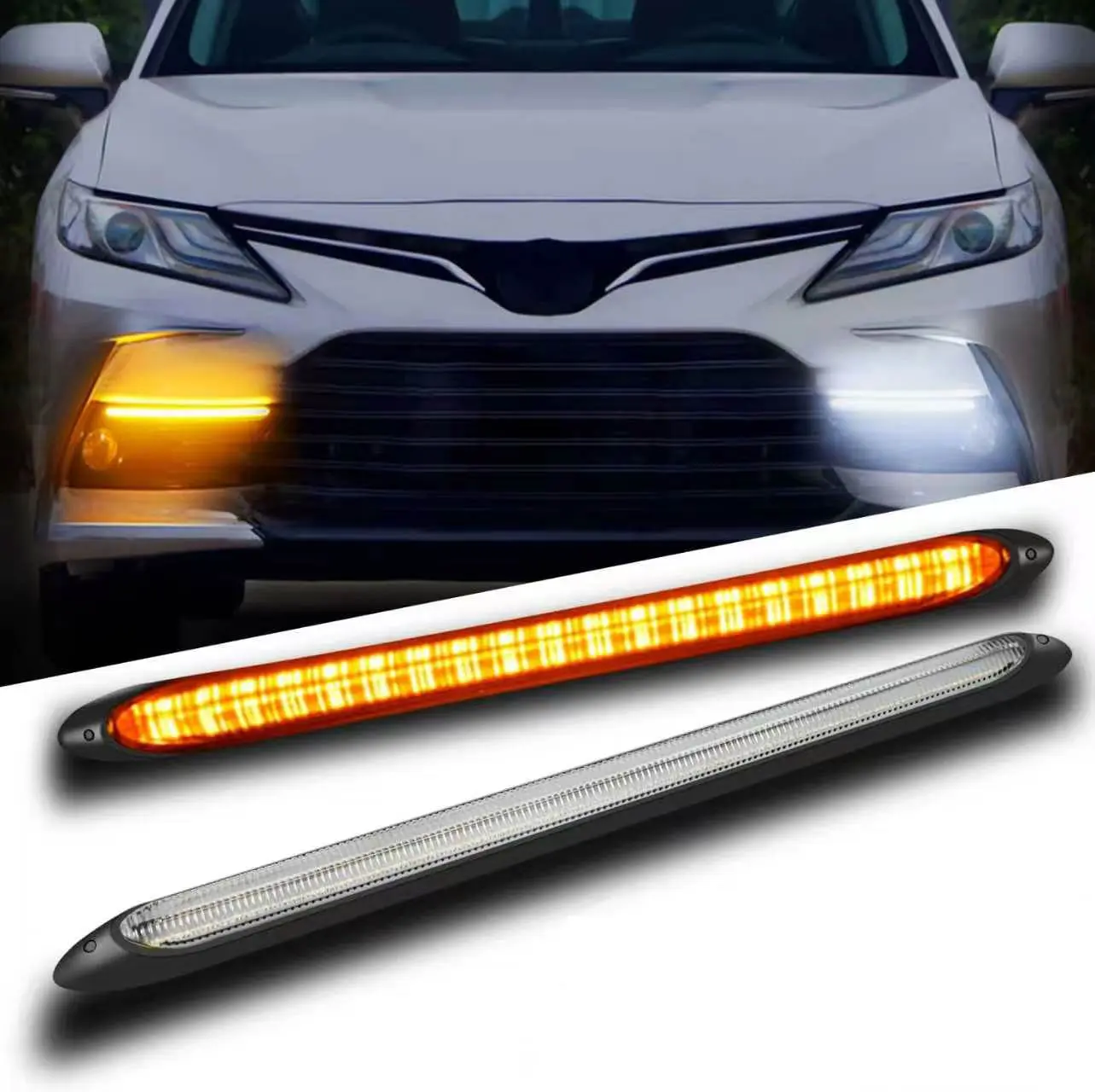 1 Set LED Light Bar Chips Yellow Beam Curved Single Row Thin Fog Light Spot Flood Combo High Power LED Driving Lights Off Road Lights for Trucks SUV UTV ATV Truck Van 4x4 Boat