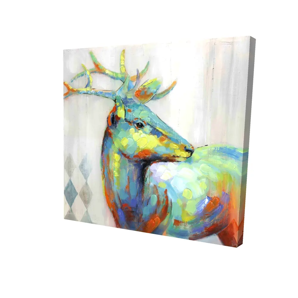 212 MAIN Abstract Colorful Spotted Deer Canvas Print - 24x24 in Artwork, Home Decor Inspo, Colorful Room Wall Art for Home Aesthetic Decor