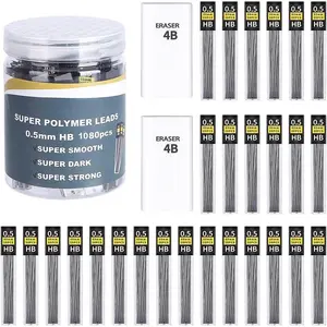 0.5 Lead Refills (1080 Pcs), Unbreakable 0.5 mm Lead Refills and 2  Erasers, Long Lasting HB Pencil Lead 0.5 Refill,Mechanical Pencil Lead 0.5mm for Students & Professionals