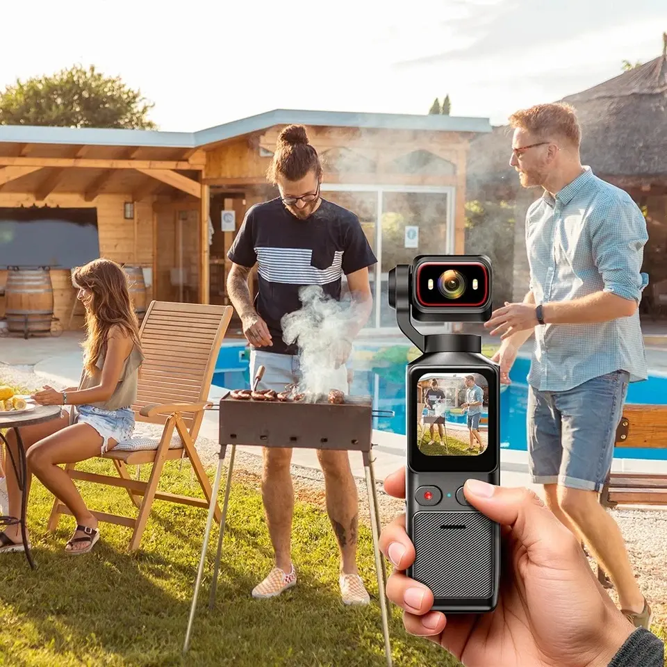 Mini Pocket Gimbal Action Camera with 180° Rotatable Lens, HD Resolution, WiFi Connectivity, 2000mAh Battery