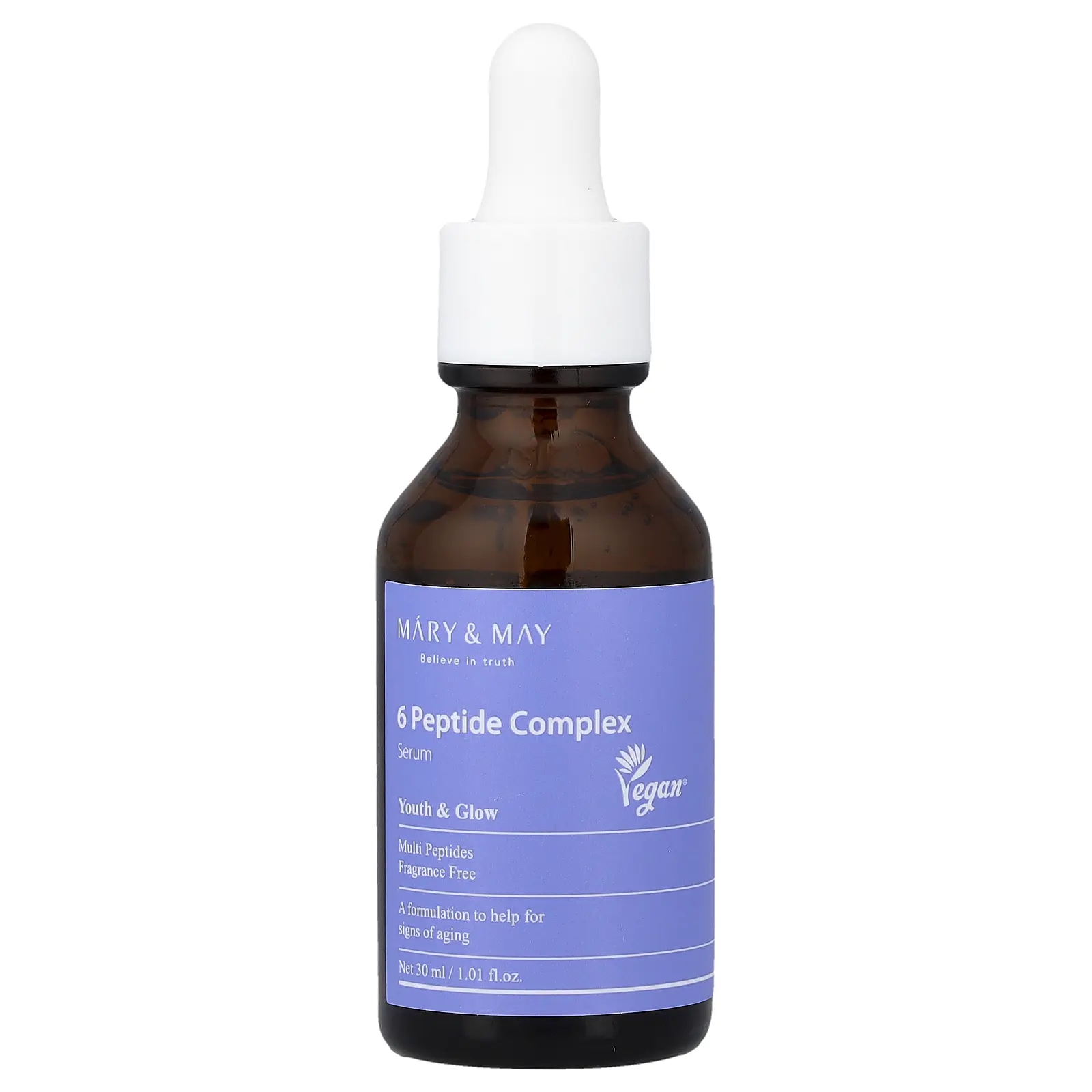 Mary & May 6 Peptide Complex Serum, Fragrance Free, 1.01 fl oz (30 ml)