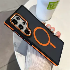 Luxury Matte Magnetic Phone Case For Samsung Galaxy S24 Ultra S23 Plus For Magsafe Wireless Charging Shockproof Cover