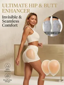 1 Pair of Silicone Butt Lift Pads, Two Size Options, Soft Silicone Pads, Self-Adhesive Butt Lifting Pads, Washable and Reusable, Enhances Curves, Comfortable Fake Butt Inserts, Silicone Leg Pads for Shaping Legs, Underwear