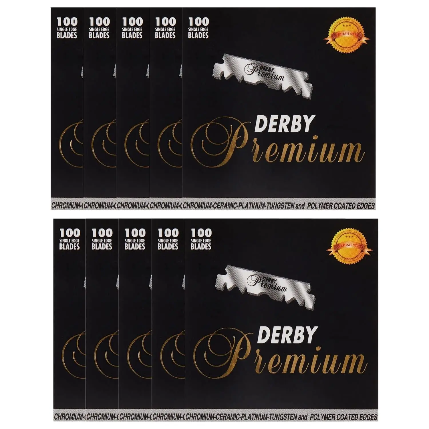 Derby Blades 1000 Premium Steel Single-Edge Interchangeable Blades, Gentle Non-Irritating for Sensitive Skin, 10-Pack for Straight Razors, Gentle Non-Irritating Razors, Interchangeable Blades Razors
