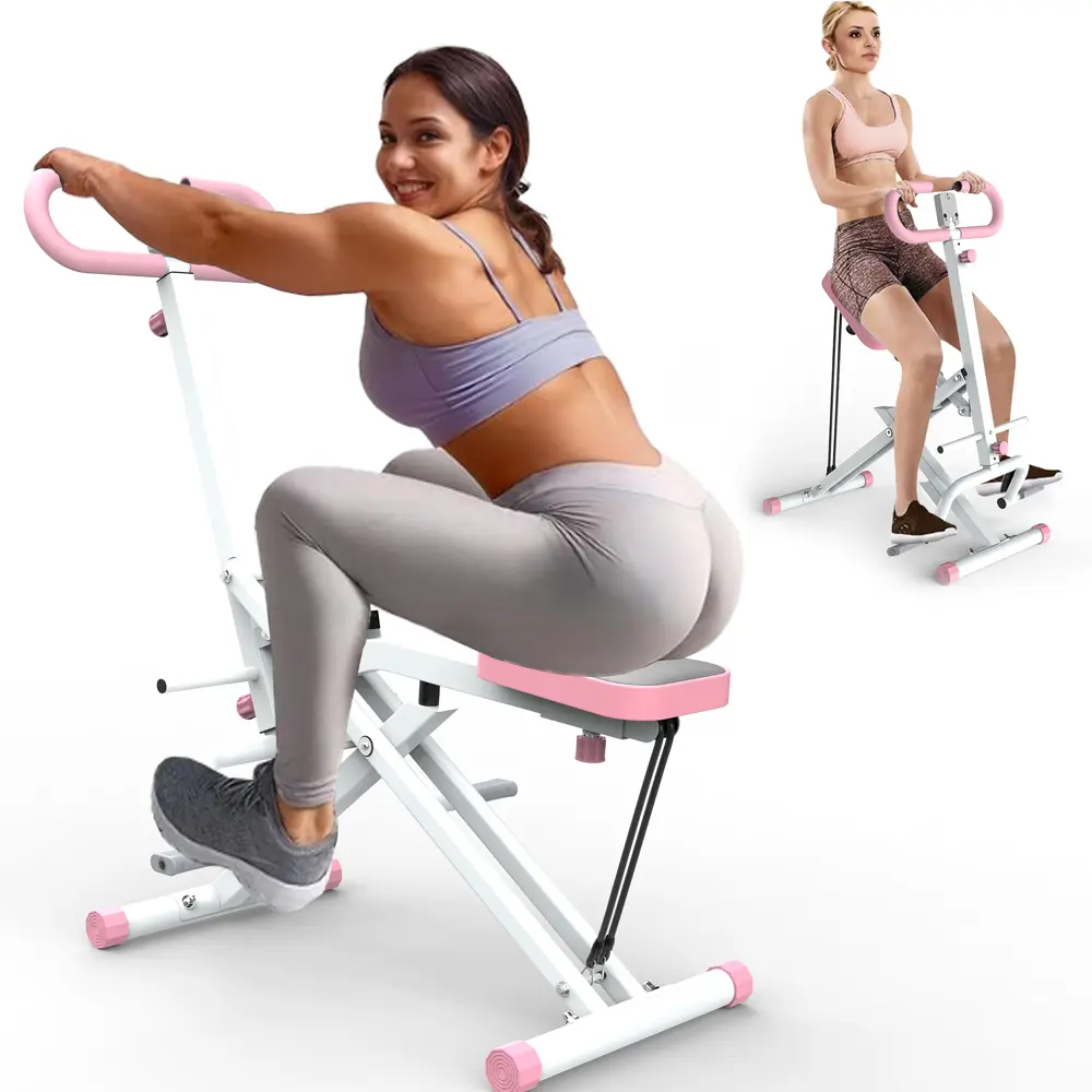 SAYGOGO 2-in-1 Squats Workout Machine, Foldable Rower and Squat Assist Trainer for Home Gym, Full Body Glute Lifter with Adjustable Resistance Bands & Digital Monitor