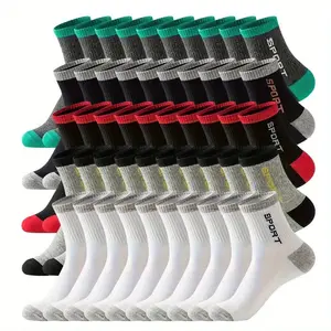 Unisex 50 Pairs Socks, Whole Family Daily Wear  breathable and sweat absorbing, elastic ribbed cuffs ensure a snug fit, mixed color solid color design, durable sports style, suitable for gym, running, and casual wear, made of quick drying fabric