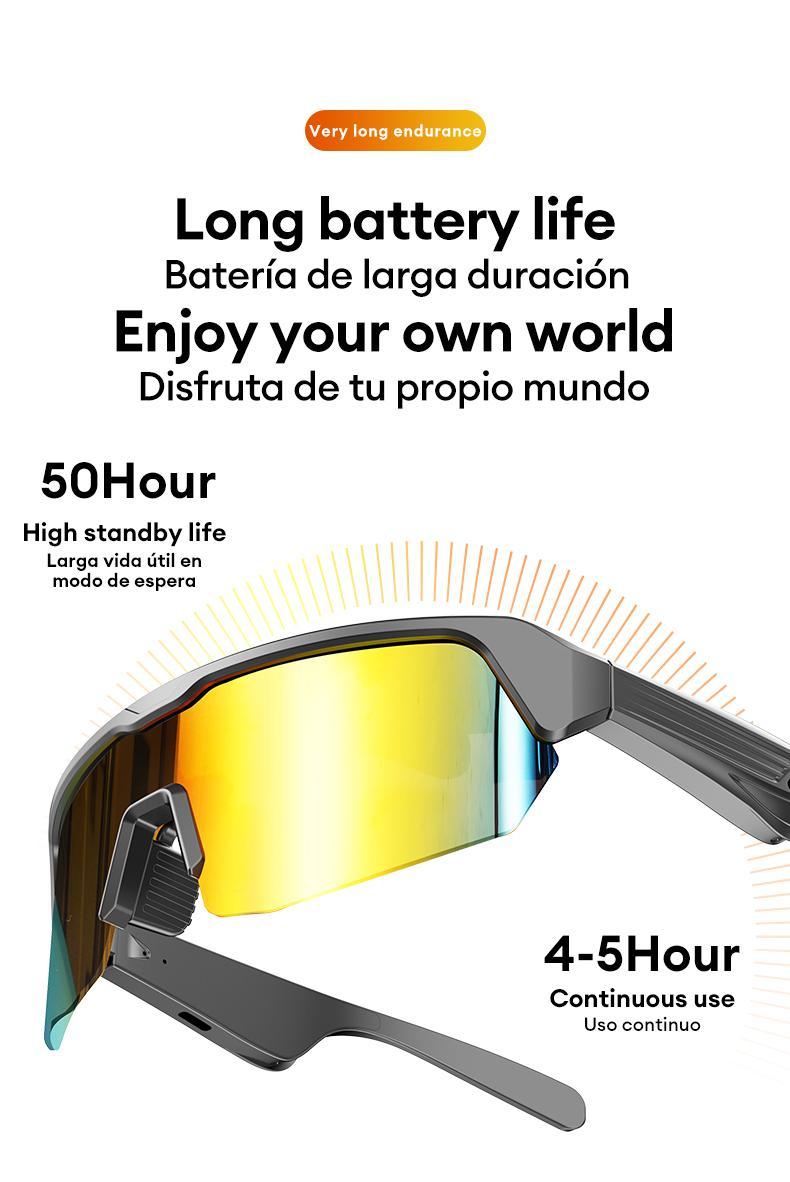 PAXA YJ-006 Cycling Sports Bluetooth Glasses 2-in-1 UV 400 filtration and anti-blue light One-touch control on/off incoming call play pause Wake up the voice assistant Suitable for running cycling fishing and hiking
