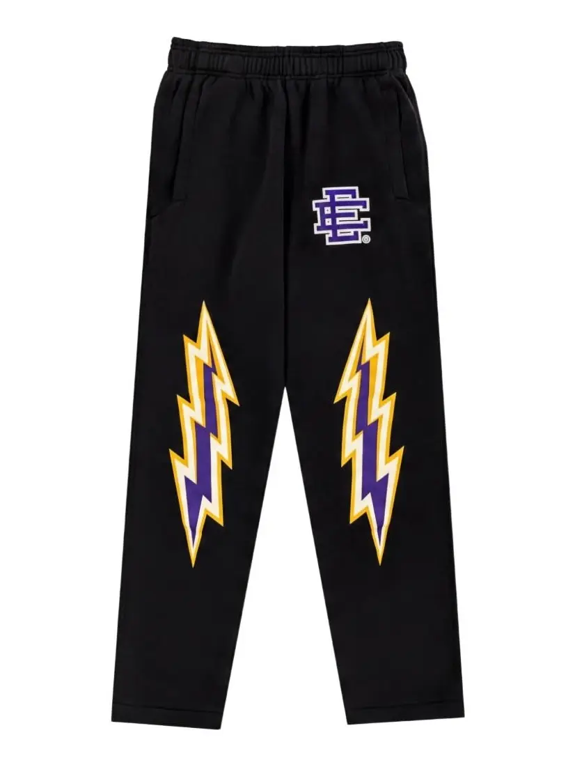 Eric Emanuel, EE Sweatpants, Lightning Graphic Joggers, Fleece Jogger Pants, Unisex Streetwear, Athletic Casual Pants