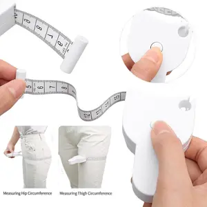 Auto-Retractable Body Measuring Tape 60 inch  White for Waist/Hip/Bust/Arm Portable Tape Measure