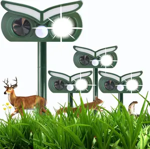 4PCS Solar Deer Repellent Outdoor – Motion Activated Ultrasonic Animal Repeller with LED Flash & Waterproof Design, Keeps Away Deer Rabbit Squirrel Cat Dog Snake for Yard Garden Farm Solar-Powered Ultrasonic Pest Repellent control device electronic