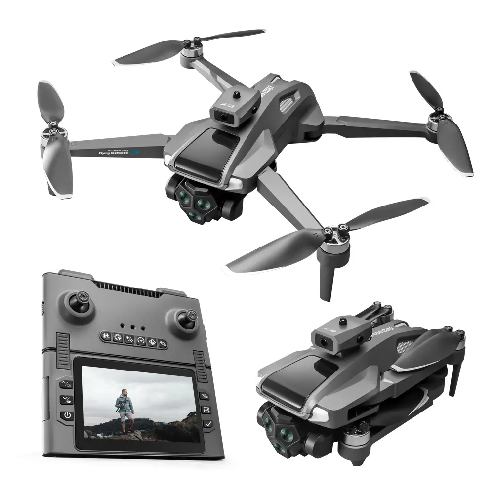 High-End Folding Aerial Drone Set with Remote Control, 2 Batteries, 4.3-Inch Screen, 1-Button Takeoff, Mobile WiFi Control, Dual Camera Switching, Electrically Adjustable Camera