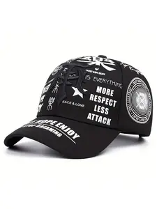 2026 New Baseball Hat, Embroidery Trendy Cool Hat, T Embroidered Graffiti Printed Personalized Hip Hop Hat Outdoor Sports Street Sunshade Daily Life Commuting Leisure Multi Functional Adjustable Unisex Graphic Hat, Adjustable Stylish Hat
