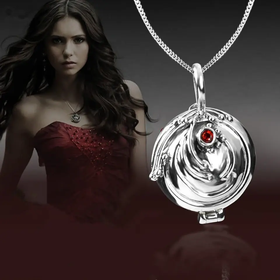 Film The Vampire-Diaries Necklace Elena Gilbert Cute Verbena Vervain Pendant Choker Necklaces Jewelry Cosplay Gift Prop Accessory