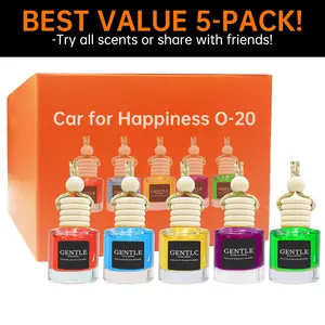 Gentle Car Aroma 5-Pack – Mini Vent Diffuser with Rose, Jasmine, Freesia, Powder & Shangri-La Scents – Long-Lasting, Leak-Proof, Perfect Gift Set