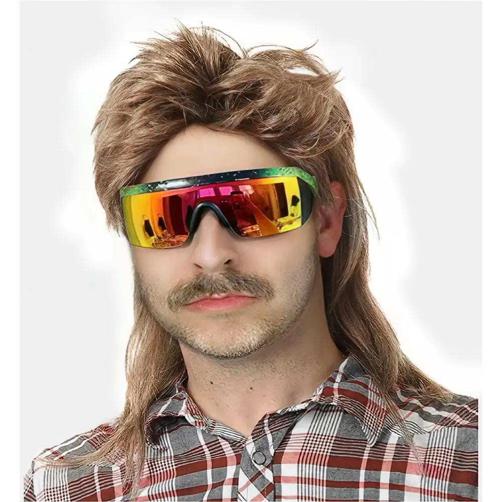 Mullet Wigs for Men 80s Costumes Fancy Party Accessory Cosplay Wig (Light Brown) Synthetic Material Wigs Synthetic Hairpiece